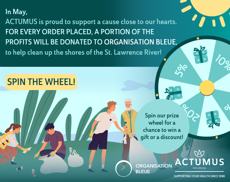 In May, for every order, a portion of the sales will be donated to Organisation Bleue to help clean up the shores of the St. Lawrence River!