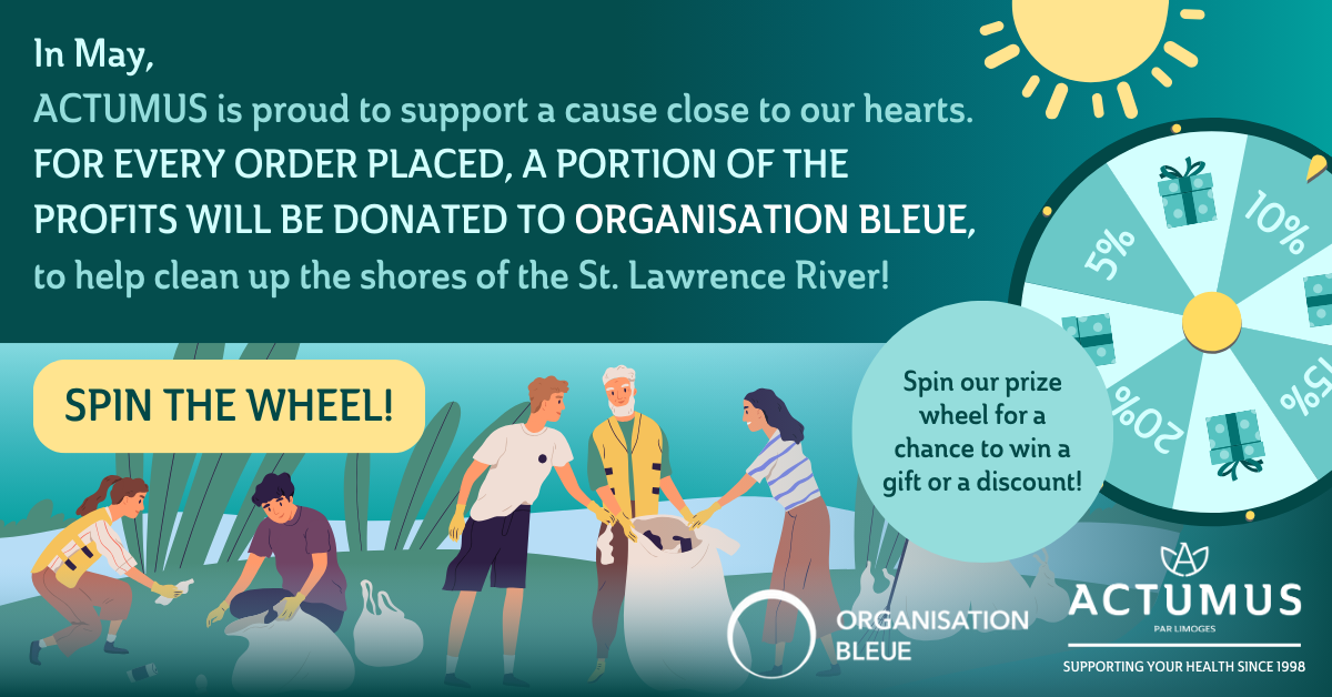 In May, for every order, a portion of the sales will be donated to Organisation Bleue to help clean up the shores of the St. Lawrence River!