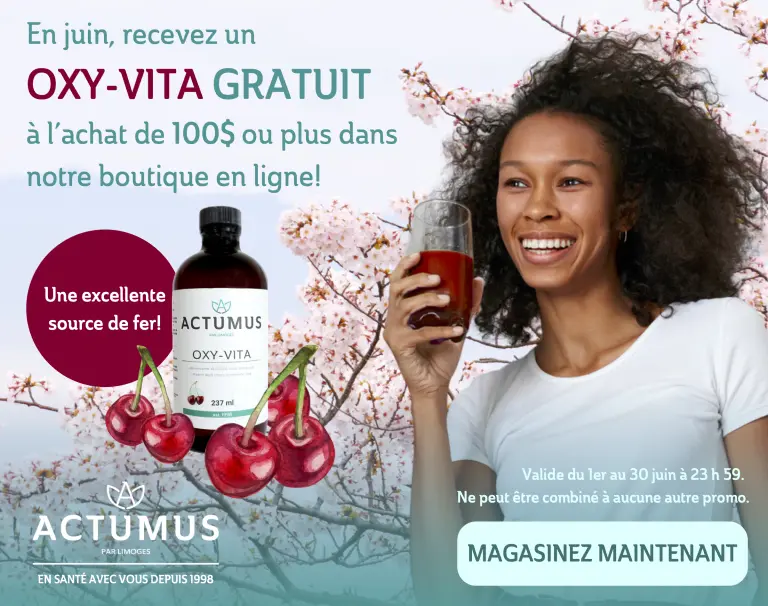 En juin, recevez un OXY-VITA GRATUIT avec l’achat de 100 $ ou plus dans notre boutique en ligne !