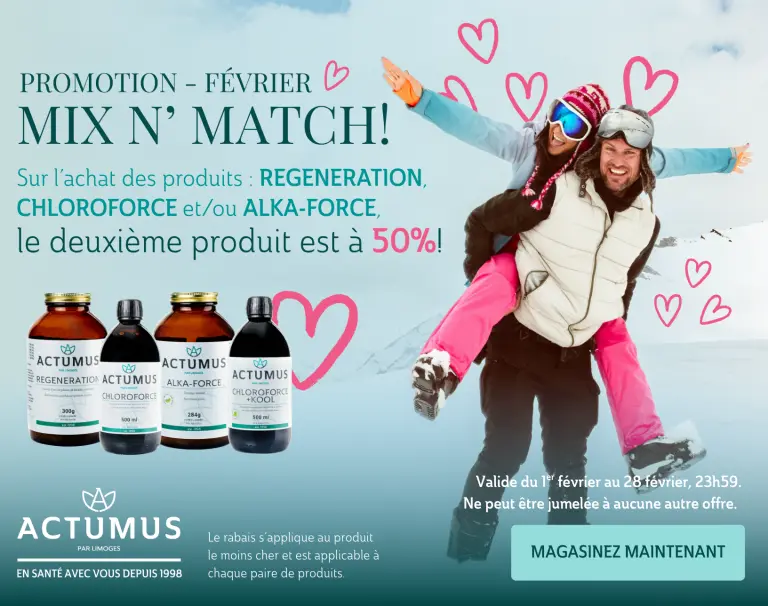 Ce mois-ci, à l’achat des produits REGENERATION, CHLOROFORCE et/ou ALKA-FORCE, le deuxième produit est à 50 % !