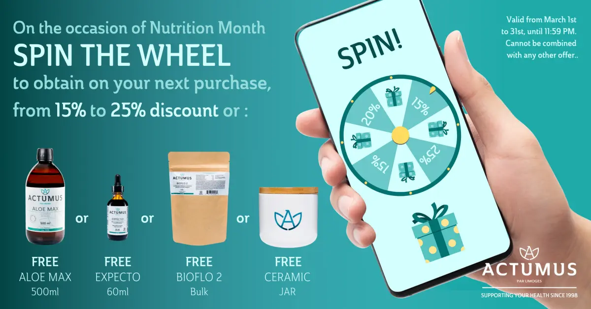 To celebrate Nutrition Month, spin the wheel to receive a discount or a free gift with your next order.