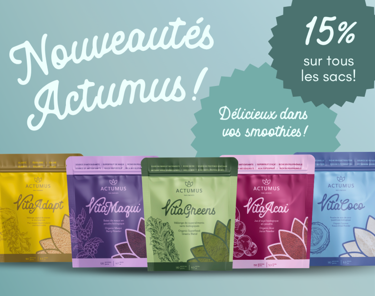Nouveauté chez Actumus : Profitez de 15 % de rabais sur notre nouvelle gamme de produits VITA pendant tout le mois de juin!