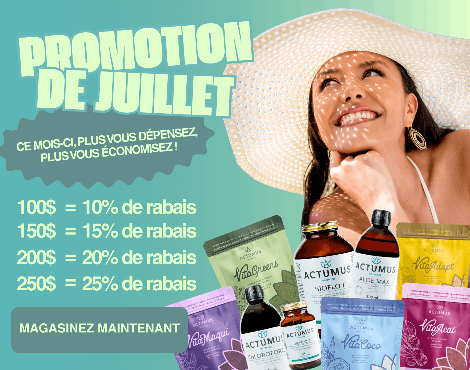 Plus tu dépenses ce mois-ci, plus tu économises! Profite jusqu’à 25 % de rabais sur ta commande.